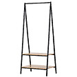 OUTSUNNY - Portant à vêtements penderie style contemporain triangulaire dim. 64L x 43l x 149H cm 2 étagères MDF bois clair acier noir - vignette