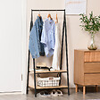 OUTSUNNY - Portant à vêtements penderie style contemporain triangulaire dim. 64L x 43l x 149H cm 2 étagères MDF bois clair acier noir - vignette