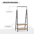 OUTSUNNY - Portant à vêtements penderie style contemporain triangulaire dim. 64L x 43l x 149H cm 2 étagères MDF bois clair acier noir - vignette