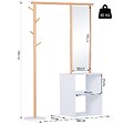 HOMCOM - HOMCOM Porte-manteaux meuble d'entrée vestiaire penderie avec miroir 4 patères 2 niches dim. 100L x 34l x 164H cm MDF blanc bois massif bambou - vignette