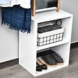 HOMCOM - HOMCOM Porte-manteaux meuble d'entrée vestiaire penderie avec miroir 4 patères 2 niches dim. 100L x 34l x 164H cm MDF blanc bois massif bambou - vignette