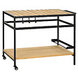 OUTSUNNY - Desserte de jardin chariot pour plancha barbecue en bois et métal avec 2 étagères et 3 crochets - 107 x 65 x 80 cm noir naturel - vignette