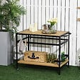 OUTSUNNY - Desserte de jardin chariot pour plancha barbecue en bois et métal avec 2 étagères et 3 crochets - 107 x 65 x 80 cm noir naturel - vignette
