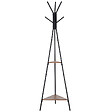 HOMCOM - HOMCOM Porte-manteau trépied style industriel branches 2 étagères + 6 patères dim. 52L x 46l x 182H cm métal noir panneaux particules boisés - vignette