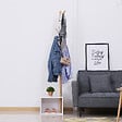 HOMCOM - HOMCOM Meuble rangement porte-manteaux 2 en 1 design contemporain cosy dim. 40L x 30l x 180H cm MDF blanc bois massif bambou - vignette