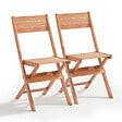 OVIALA - Lot de 2 chaises pliantes en bois d'eucalyptus - Sete - vignette