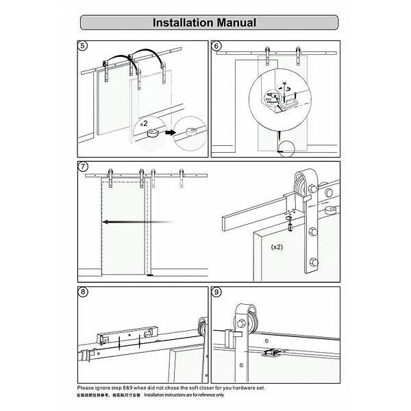 SECURY-T - Rail porte coulissante - 2M - En applique - Porte en bois - Noir - large
