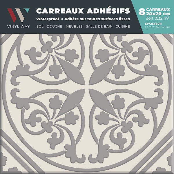VINYL WAY - Lot de 8 carreaux adhésifs 20x20 cm- JADE - 60820 - large