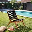 OVIALA - Lot de 2 fauteuils relax en bois d'eucalyptus noir - Bondy - vignette