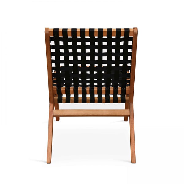 OVIALA - Lot de 2 fauteuils relax en bois d'eucalyptus noir - Bondy - large