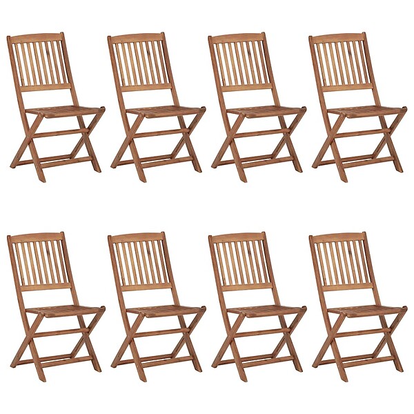 VIDAXL - vidaXL Chaises pliables de jardin lot de 8 avec coussins Bois d'acacia - large