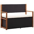 VIDAXL - vidaXL Banc de jardin 115 cm Résine tressée et bois d'acacia Noir - vignette
