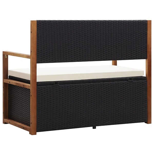 VIDAXL - vidaXL Banc de jardin 115 cm Résine tressée et bois d'acacia Noir - large