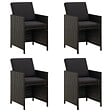 VIDAXL - vidaXL Chaises de jardin avec coussins lot de 4 Résine tressée Noir - vignette