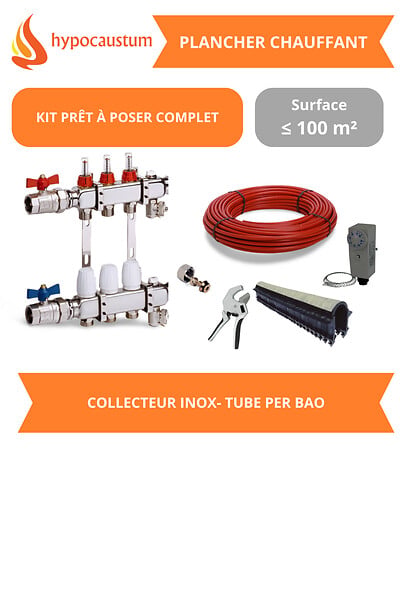 HYPOCAUSTUM - Kit plancher chauffant hydraulique 100 m² - Tube PER BAO - Collecteur Inox - large