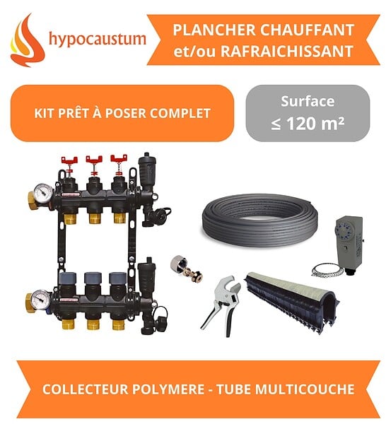 HYPOCAUSTUM - Kit plancher chauffant hydraulique 120 m² - Tube Multicouche - Collecteur Polymère - large