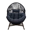 OVIALA - Fauteuil de jardin oeuf sur pied en rotin synthétique 142 cm noir - Bamako - vignette