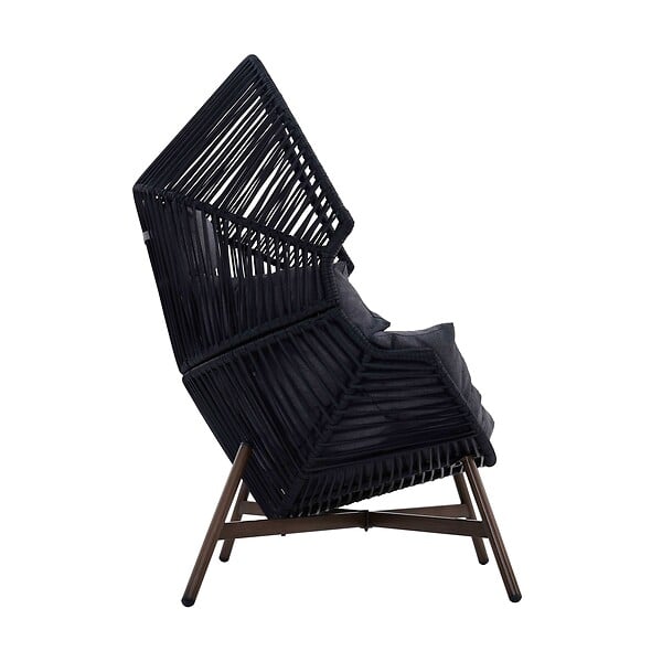 OVIALA - Fauteuil de jardin oeuf sur pied en rotin synthétique 142 cm noir - Bamako - large