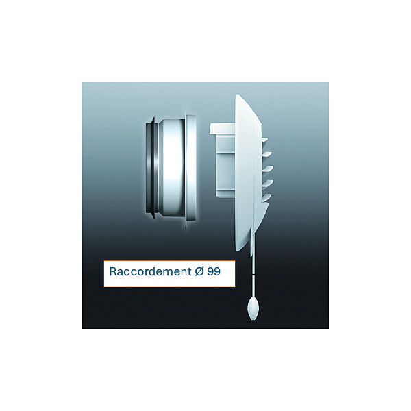 UNELVENT - Bouche autoréglable BARJ Renov S&P - Cuisine - Ø99mm - 30 à 90 m3/h - Avec manchette à joint - large