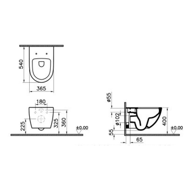 VITRA - SENTO Pack WC suspendu flush2.0 - Largeur: 365 mm - Profondeur : 540 mm - Hauteur : 340 mm - Blanc - large