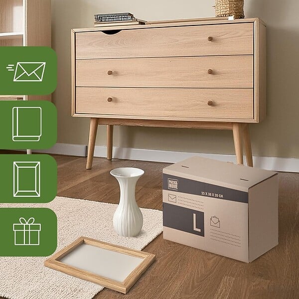 PACK AND MOVE - Pack and Move - Lot 36 cartons pour expédition - Taille L - 25 x 38 x 20 cm - Carton renforcé - 20 KG max - large