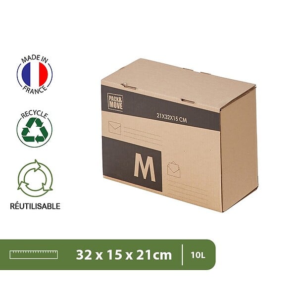 PACK AND MOVE - Pack and Move - Lot 24 cartons pour expédition - Taille M - 21 x 32 x 15 cm - Carton renforcé - 20 KG max - large