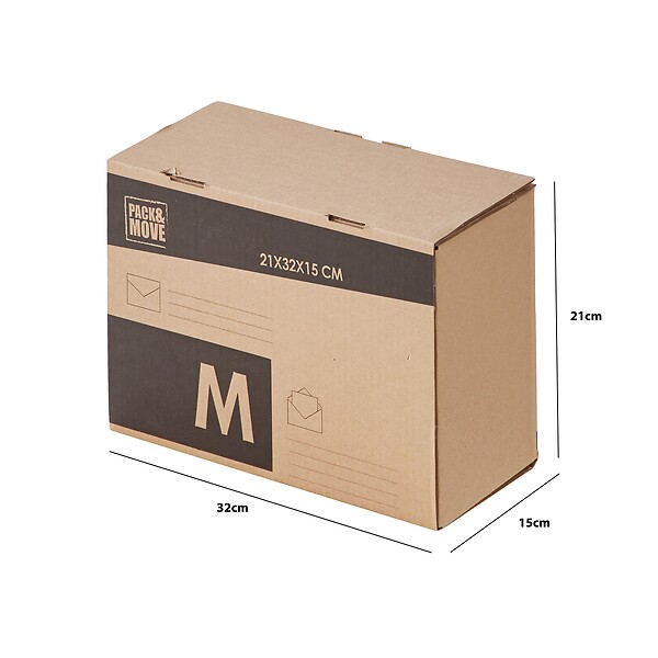 PACK AND MOVE - Pack and Move - Lot 24 cartons pour expédition - Taille M - 21 x 32 x 15 cm - Carton renforcé - 20 KG max - large