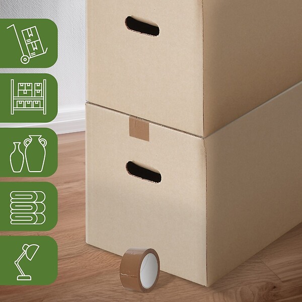 Kit De 20 Cartons Déménagement 35x27.5x33 Cm - Légers, Pour Objets Et Vêtements - Jusqu'à 20 Kg - Avec 1 Scotch Offert - 9