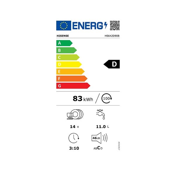 HISENSE - lave-vaisselle 60cm 14 couverts 46db noir - HS642D90B - large