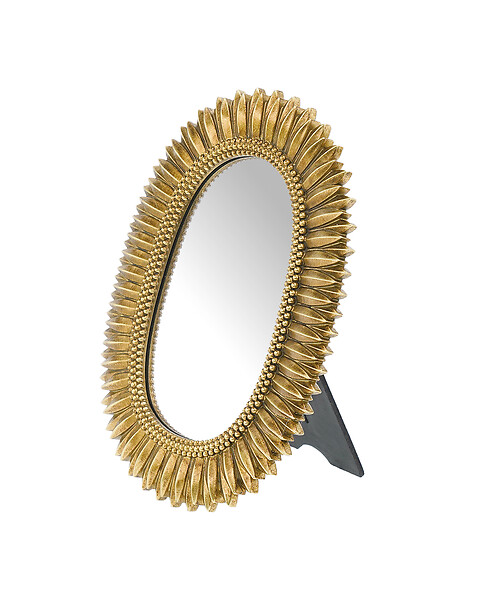 EMDE - Miroir soleil ovale en résine dorée - 16,8x21cm - large