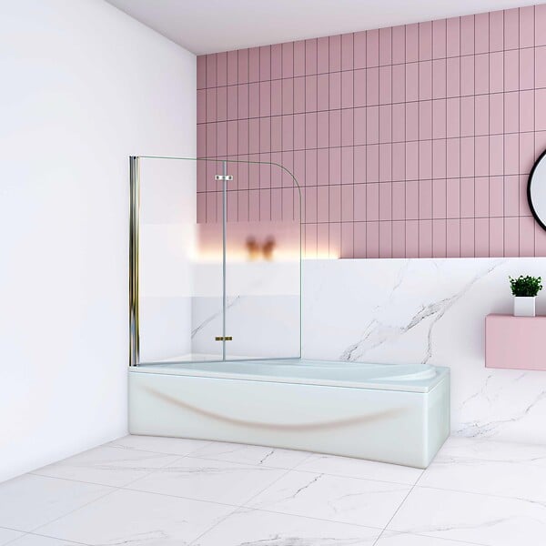AICA SANITAIRE - Pare baignoire avec une bonde dépoli central 100x140cm -verre en 6mm - large