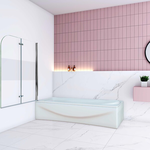 AICA SANITAIRE - Pare baignoire avec une bonde dépoli central 90x140cm -verre en 6mm - large