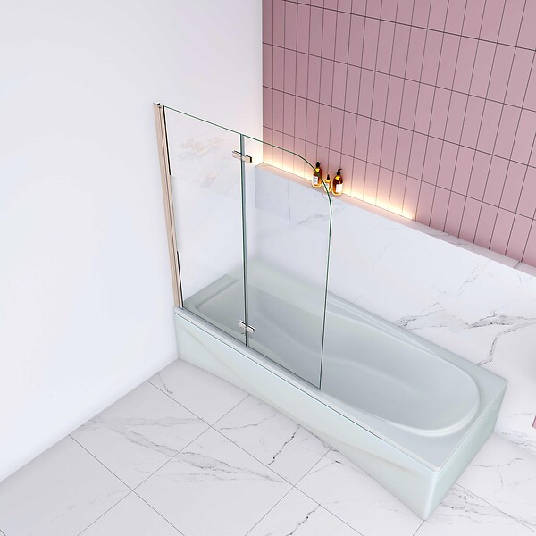 AICA SANITAIRE - Pare baignoire avec une bonde dépoli central 90x140cm -verre en 6mm - large