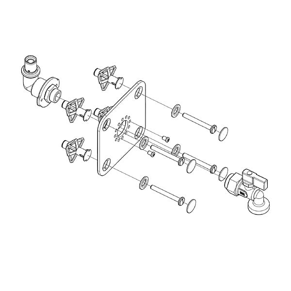 ATOLE - Platine sortie de cloison simple à sertir PER Ø12 pour machine à laver – Kit de fixation mural avec platine encastrable - large