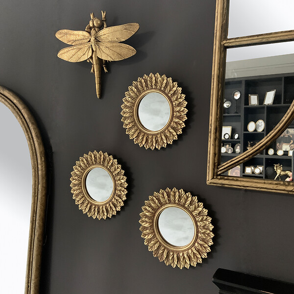 EMDE - Lot 3 miroirs plumes diam 16cm - large