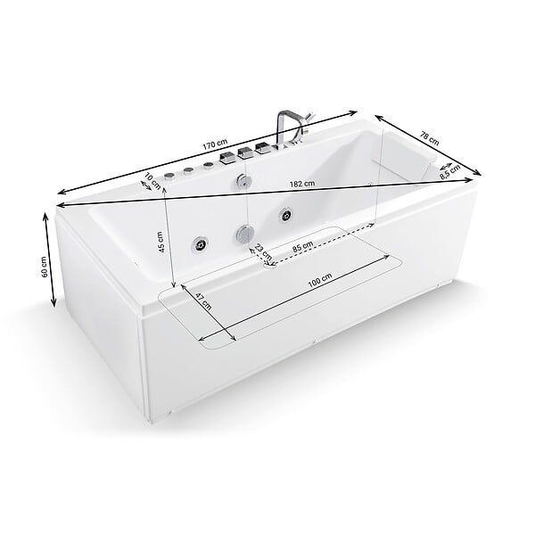 SPALINA - Baignoire Balnéo Sikinos white Jets 170 x78 x60 cm, by SPALINA - large