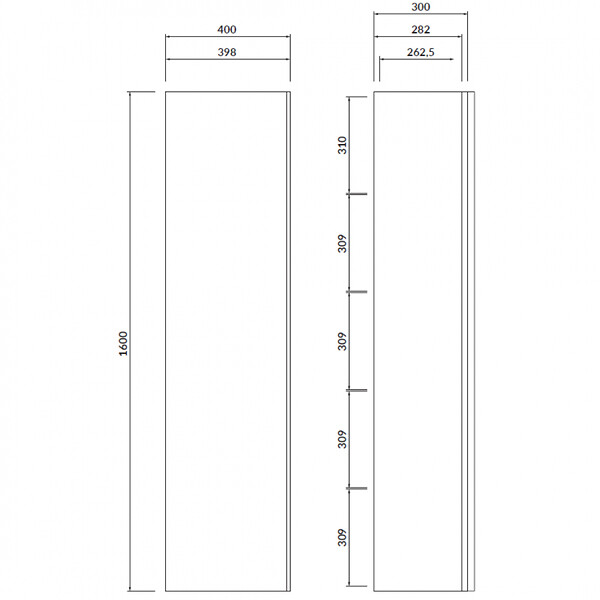 CERSANIT - Meuble colonne de salle de bain 160 cm blanc brillant - poignées noires - Virgo - large