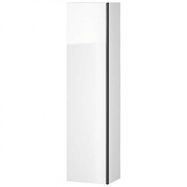 CERSANIT - Meuble colonne de salle de bain 160 cm blanc brillant - poignées noires - Virgo - large