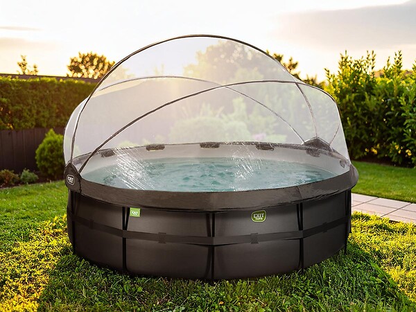 EXIT TOYS - Piscine tubulaire Black Leather ronde 4,88 x 1,22 m avec dôme - Exit Toys - large
