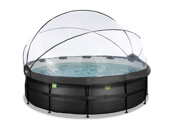 EXIT TOYS - Piscine tubulaire Black Leather ronde 4,88 x 1,22 m avec dôme - Exit Toys - large