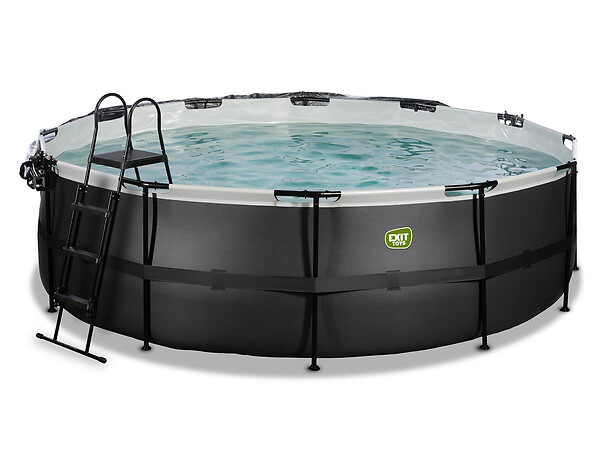 EXIT TOYS - Piscine tubulaire Black Leather ronde 4,88 x 1,22 m avec dôme - Exit Toys - large