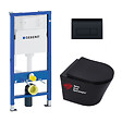 GEBERIT - Pack WC bâti Duofix + WC sans bride Infinitio Noir mat + Abattant frein de chute + Plaque Delta 50 Noire - vignette