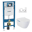 GEBERIT - Pack Bâti-support UP320 + WC sans bride Bello + Abattant softclose + Plaque blanc chromé (GebBello-C) - vignette