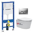 GEBERIT - pack bâti-support UP100 + plaque Delta50 chrome mat + cuvette suspendue sans bride et fixations invisibles (SATrimlessGeb2) - vignette