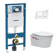 GEBERIT - Pack WC Bâti-support UP320 + Cuvette sans bride SAT + Abattant soft close + Plaque blanche (GebSATrimless-H) - vignette