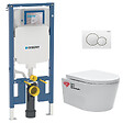 GEBERIT - Pack WC bâti-support UP720 extraplat + WC SAT sans bride fixations invisibles + Abattant + Plaque blanche SLIM-SATrimless-B - vignette