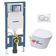 GEBERIT - Pack WC bâti-support UP720 extra-plat + Cuvette Infinitio sans bride fixations invisibles + Plaque blanche, SLIM-Infinitio-B - vignette