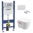 GEBERIT - Pack WC Bâti-support + WC Swiss Aqua Technologies Infinitio sans bride, fixations invisibles + Plaque blanche - vignette