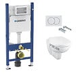 GEBERIT - Pack WC Bâti Duofix + Cuvette suspendue Porcher sans bride + Abattant Ideal Standard ASTOR + Plaque blanche (PorcherGeb3) - vignette