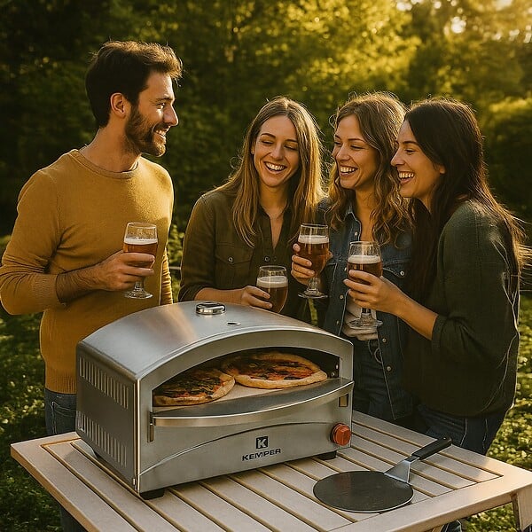 KEMPER - Four à pizza à gaz 4800W Cuisson pierre réfractaire 250 à 400°C Spatule Incluse KEMPER - large